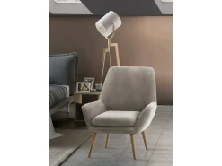 Poltrona*Talamo Italia Poltrona Dabdall, Poltrona design para sala, 100% Fabricado na Itália, Poltrona relaxante em tecido acolchoado, 80x70h95 cm, Taupe Cinzento