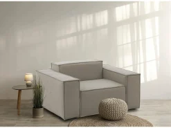 Poltrona|Talamo Italia Poltrona Dbrogn, Poltrona de sala, 100% Fabricado na Itália, Poltrona relaxante em tecido acolchoado, 160x95h70 cm, Taupe Cinzento