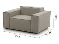 Poltrona|Talamo Italia Poltrona Dbrogn, Poltrona de sala, 100% Fabricado na Itália, Poltrona relaxante em tecido acolchoado, 160x95h70 cm, Taupe Cinzento