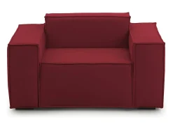 New Talamo Italia Poltrona Dciurri, Poltrona de sala, 100% Fabricado na Itália, Poltrona relaxante em tecido acolchoado, 140x95h70 cm, Vermelho