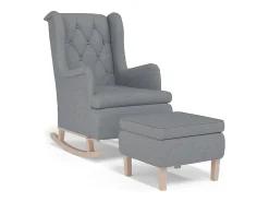 Clearance vidaxl Poltrona de baloiço com banco tecido -claro Cinzento