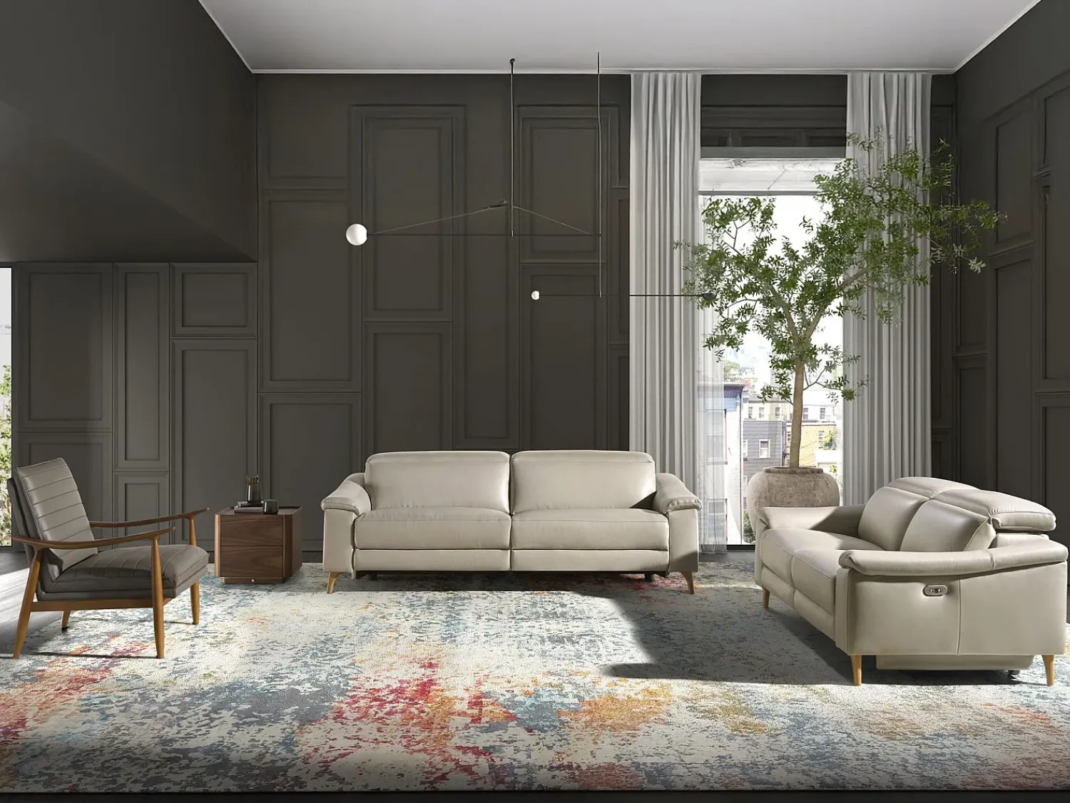 Poltrona|Angel Cerda Poltrona de couro cinzento escuro 5130 Bege