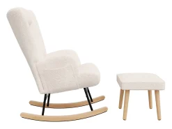 Poltrona| Poltrona de leitura com apoio para os pés e encosto ajustável, com bolso lateral para sala de estar, branca Branco