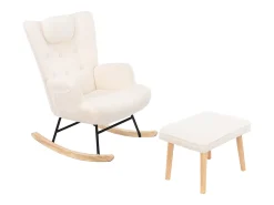 Poltrona| Poltrona de leitura com apoio para os pés e encosto ajustável, com bolso lateral para sala de estar, branca Branco