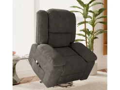 Poltrona* Poltrona de massagem elétrica para relaxamento - Ajuste de vibração e calor, bolsos laterais - Cinza Cinzento