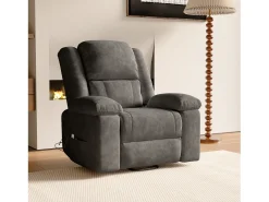 Poltrona* Poltrona de massagem elétrica para relaxamento - Ajuste de vibração e calor, bolsos laterais - Cinza Cinzento