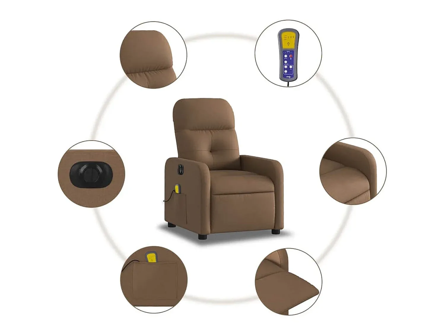 New Poltrona de massagens reclinável elétrica tecido SHL975861 Castanho