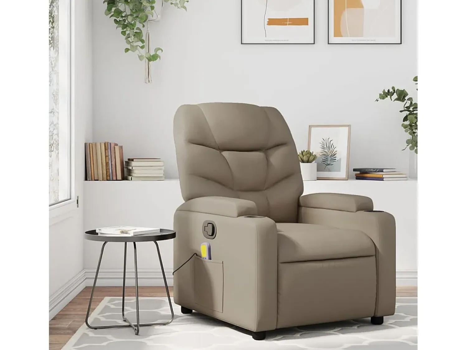 Poltrona* Poltrona de massagens reclinável couro artificial cappuccino SHL692346 Castanho