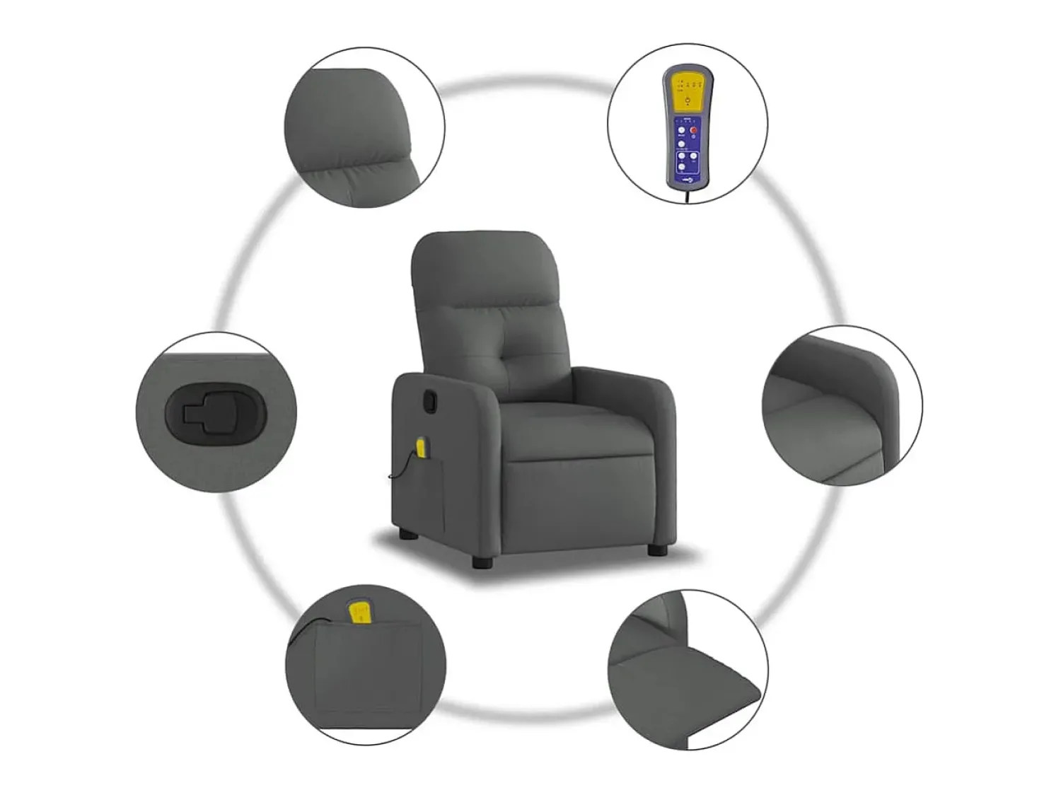 Poltrona* Poltrona de massagens reclinável tecido cinzento-escuro SHL874289 Cinza antracite