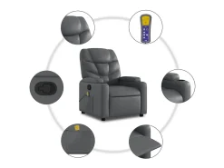 Hot vidaxl Poltrona de massagens reclinável couro artificial Cinzento