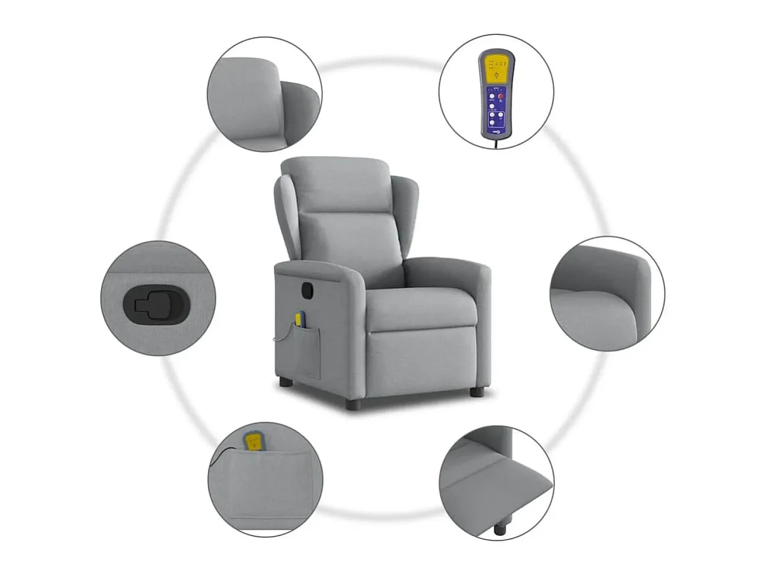 Poltrona| Poltrona de massagens reclinável tecido -claro SHL673104 Cinzento