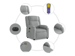 Poltrona de massagens reclinável elétrica tecido -claro SHL549984^ Poltrona