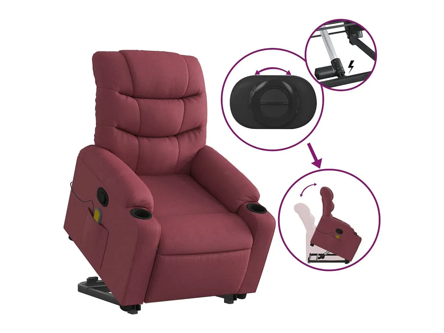 Discount Poltrona de massagens reclin. elevatória tecido tinto SHL571220 Vermelho
