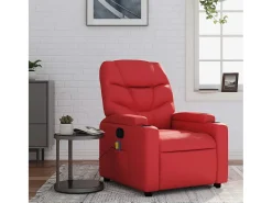 Poltrona de massagens reclinável couro artificial SHL118555 Vermelho