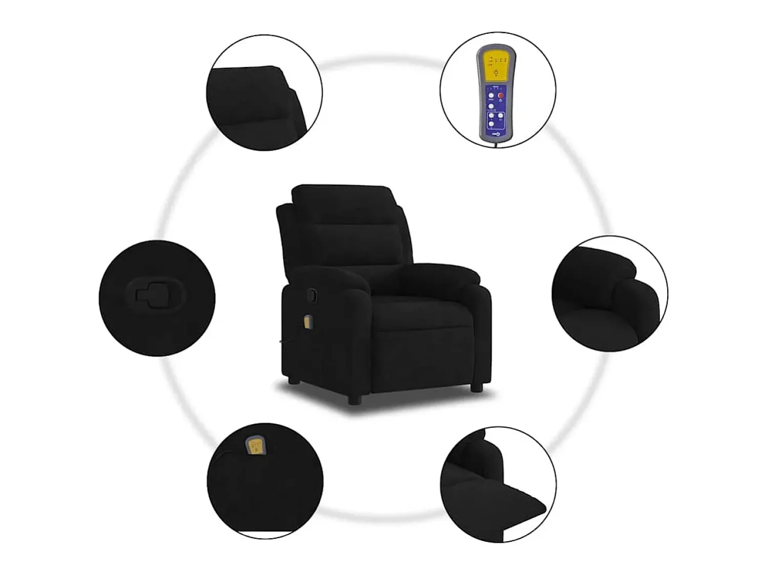 Poltrona* Poltrona de massagens reclinável veludo SHL383087 Preto