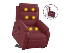 Poltrona|vidaxl Poltrona de massagens reclin. elevatória tecido tinto Vermelho