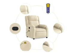 Poltrona|vidaxl Poltrona de massagens reclinável tecido cor Creme