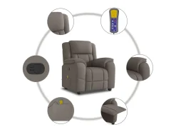 Clearance vidaxl Poltrona de massagens reclinável tecido cinzento-acastanhado Taupe