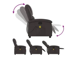 Poltrona*vidaxl Poltrona de massagens reclinável couro genuíno -escuro Castanho
