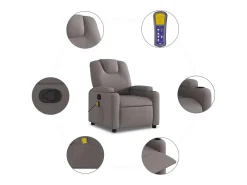 Poltrona de massagens reclinável tecido cinzento-acastanhado SHL313941^ Poltrona