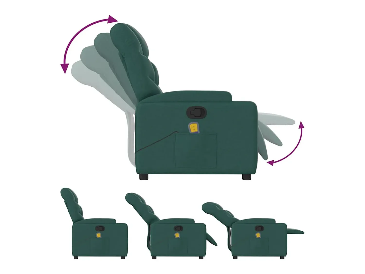 Poltrona*vidaxl Poltrona de massagens reclinável tecido -escuro Verde