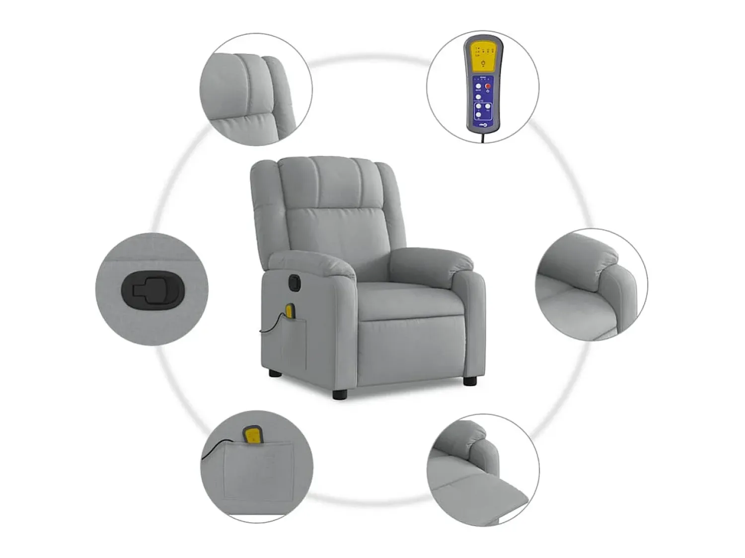 Poltrona* Poltrona de massagens reclinável tecido -claro SHL662335 Cinzento