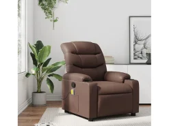 Poltrona| Poltrona de massagens reclinável couro artificial SHL694765 Castanho