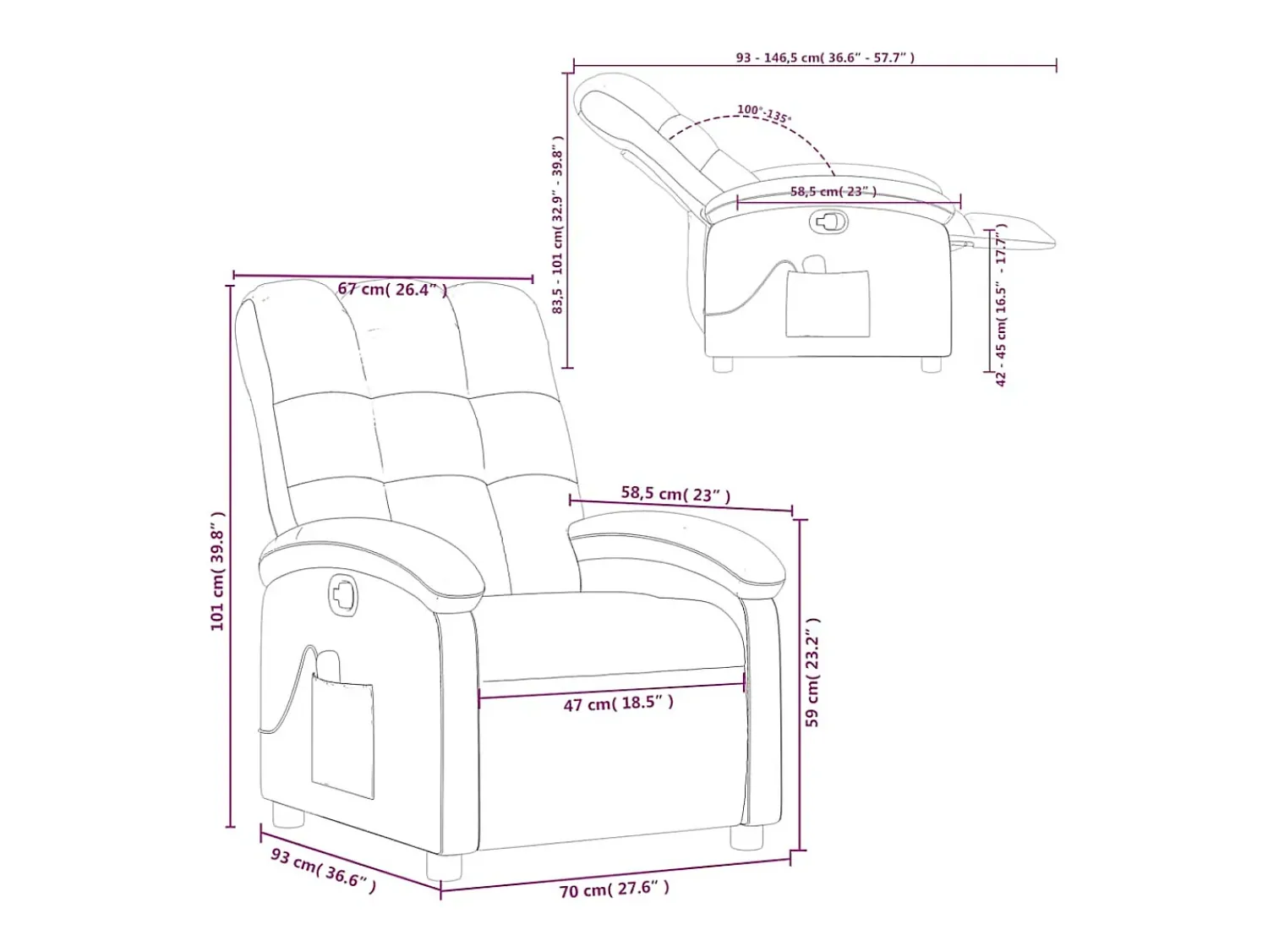 Poltrona|vidaxl Poltrona de massagens reclinável tecido cinzento-acastanhado Taupe
