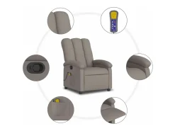 Poltrona|vidaxl Poltrona de massagens reclinável tecido cinzento-acastanhado Taupe