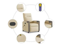 Poltrona| Poltrona de massagens reclinável tecido cor SHL687915 Creme