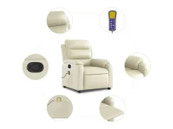 Poltrona| Poltrona de massagens reclinável couro artificial cor SHL154051 Creme