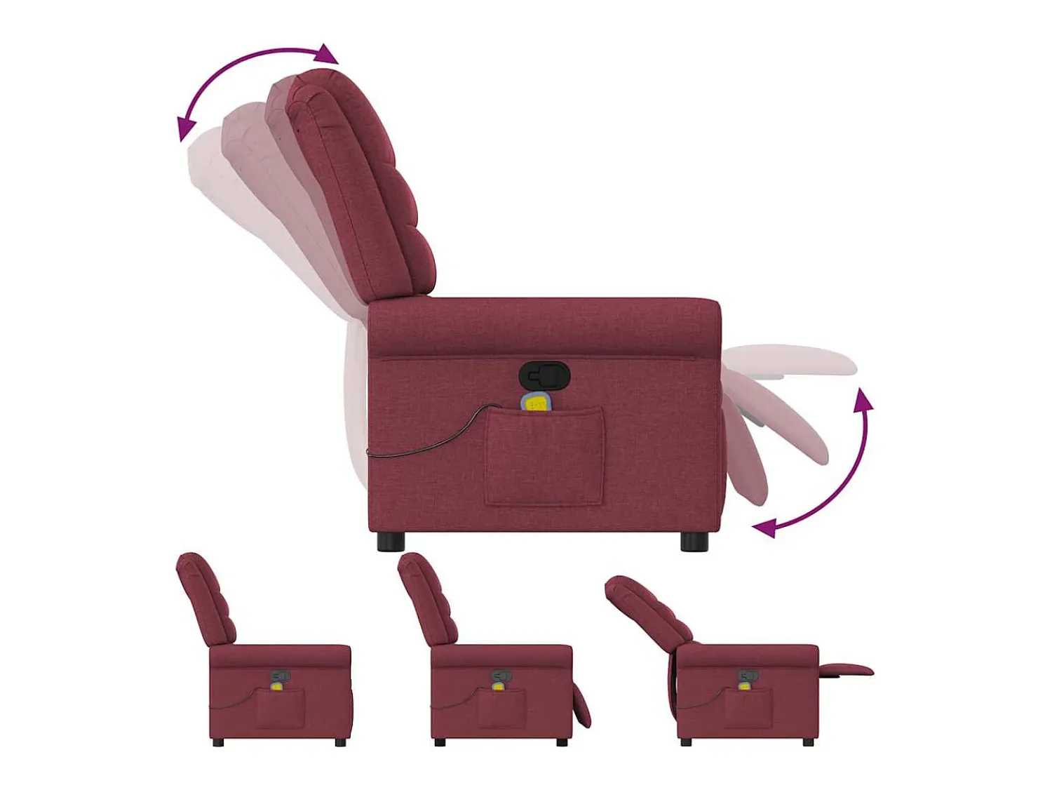 Hot vidaxl Poltrona de massagens reclinável tecido tinto Vermelho