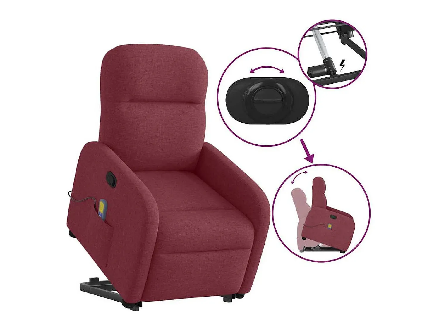 Poltrona| Poltrona de massagens reclin. elevatória tecido tinto SHL892745 Vermelho
