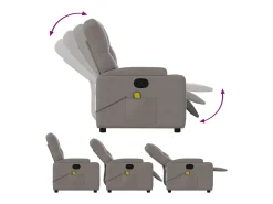 vidaxl Poltrona de massagens reclinável tecido cinzento-acastanhado^ Poltrona