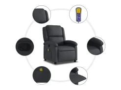 Poltrona| Poltrona de massagens reclinável couro genuíno SHL321721 Preto