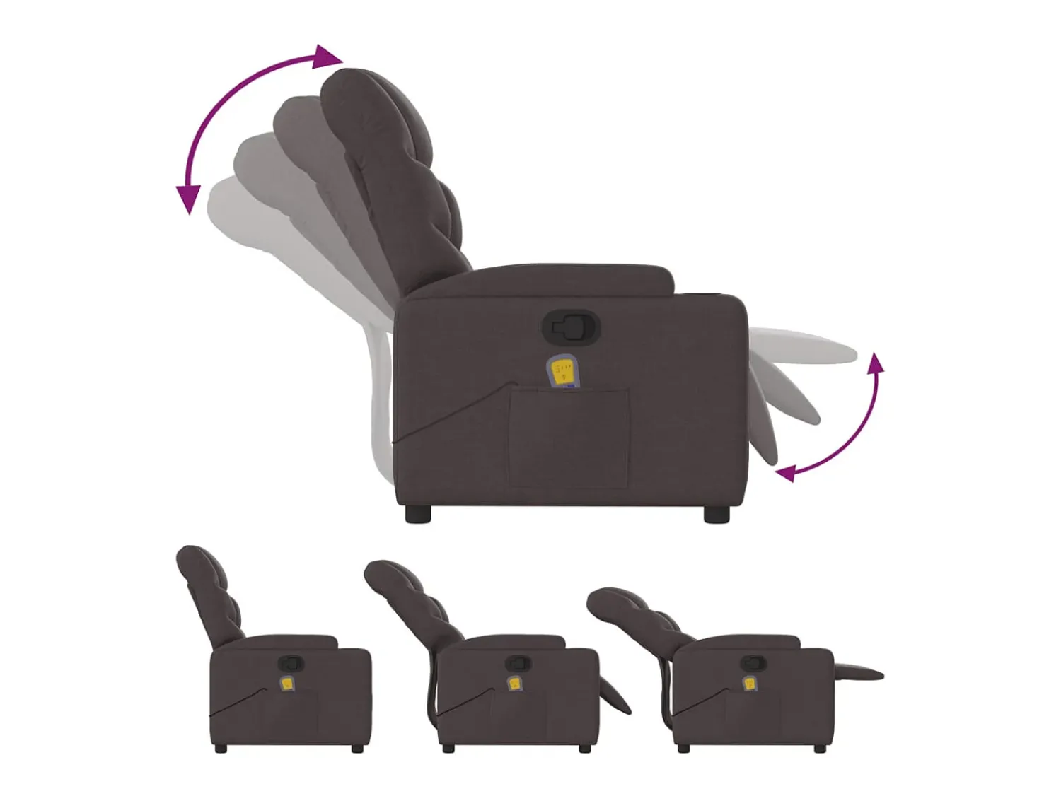 New Poltrona de massagens reclinável tecido -escuro SHL574701 Castanho