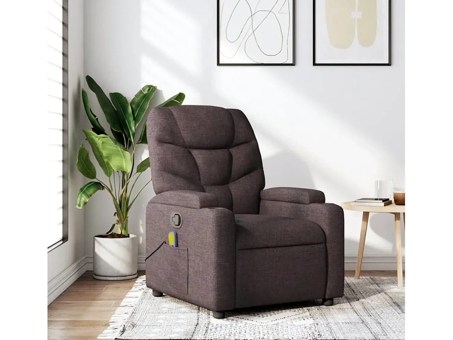 New Poltrona de massagens reclinável tecido -escuro SHL574701 Castanho