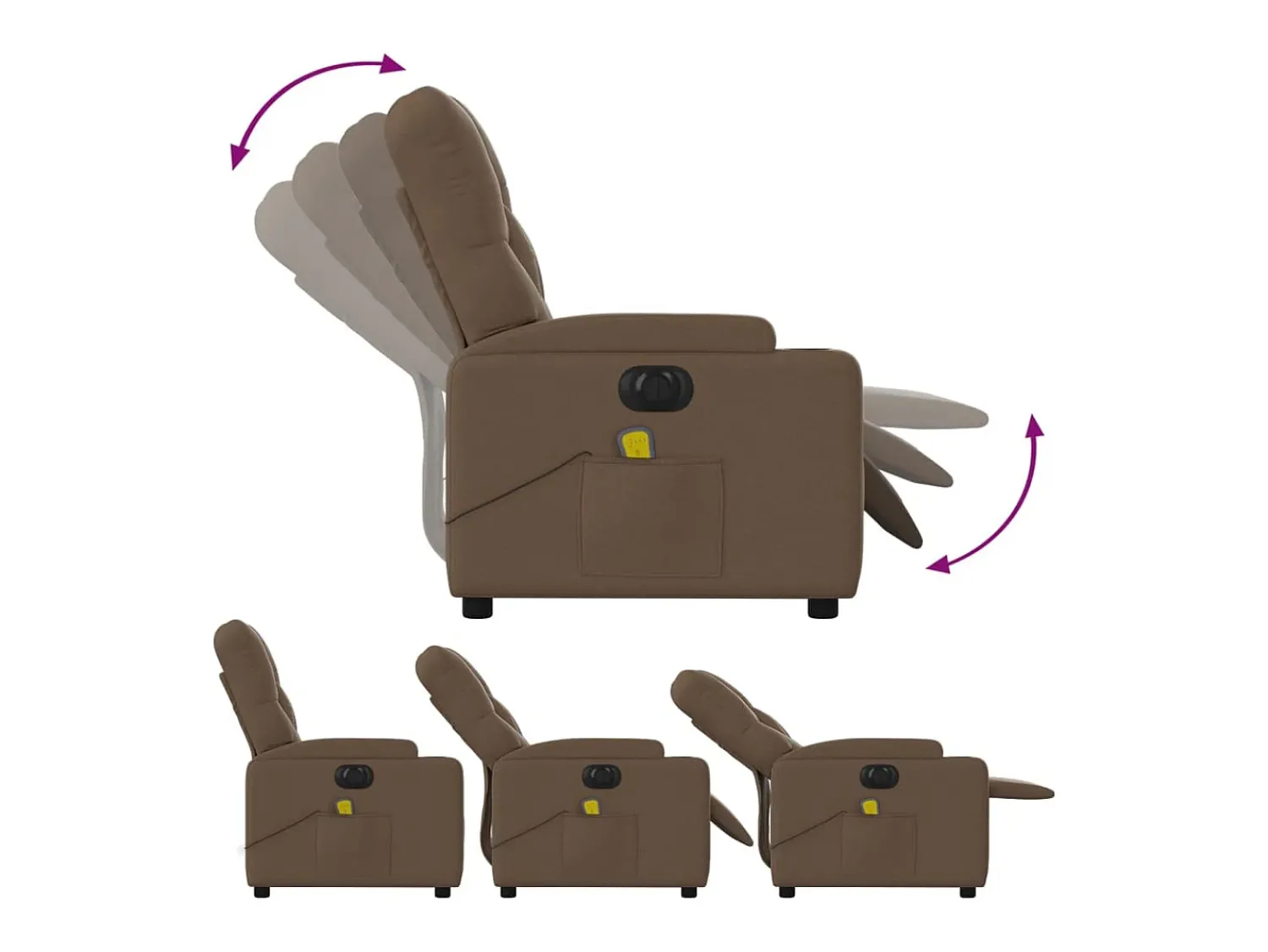 Poltrona| Poltrona de massagens reclinável elétrica tecido SHL360134 Castanho