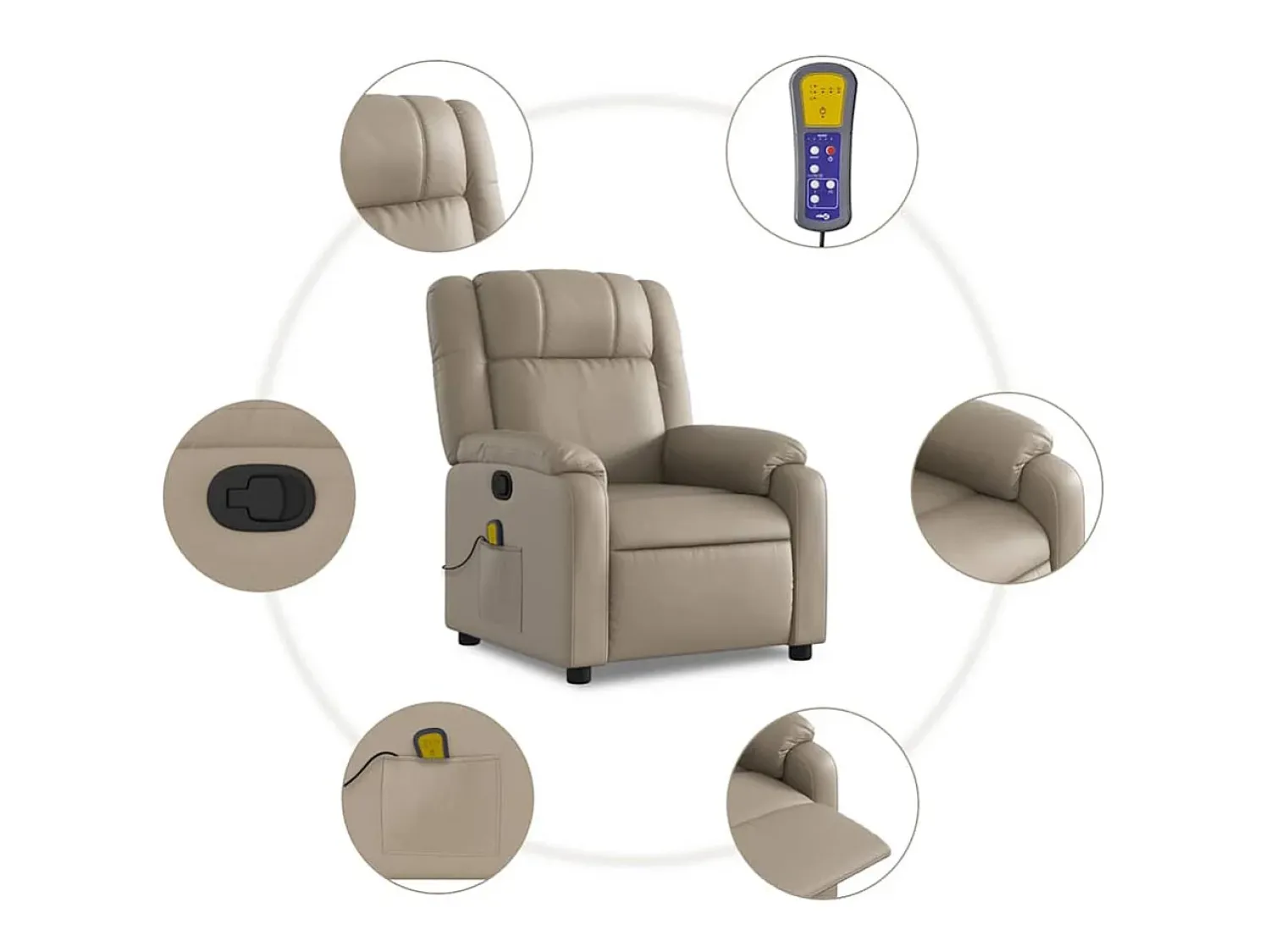 Poltrona| Poltrona de massagens reclinável couro artificial cappuccino SHL577810 Castanho