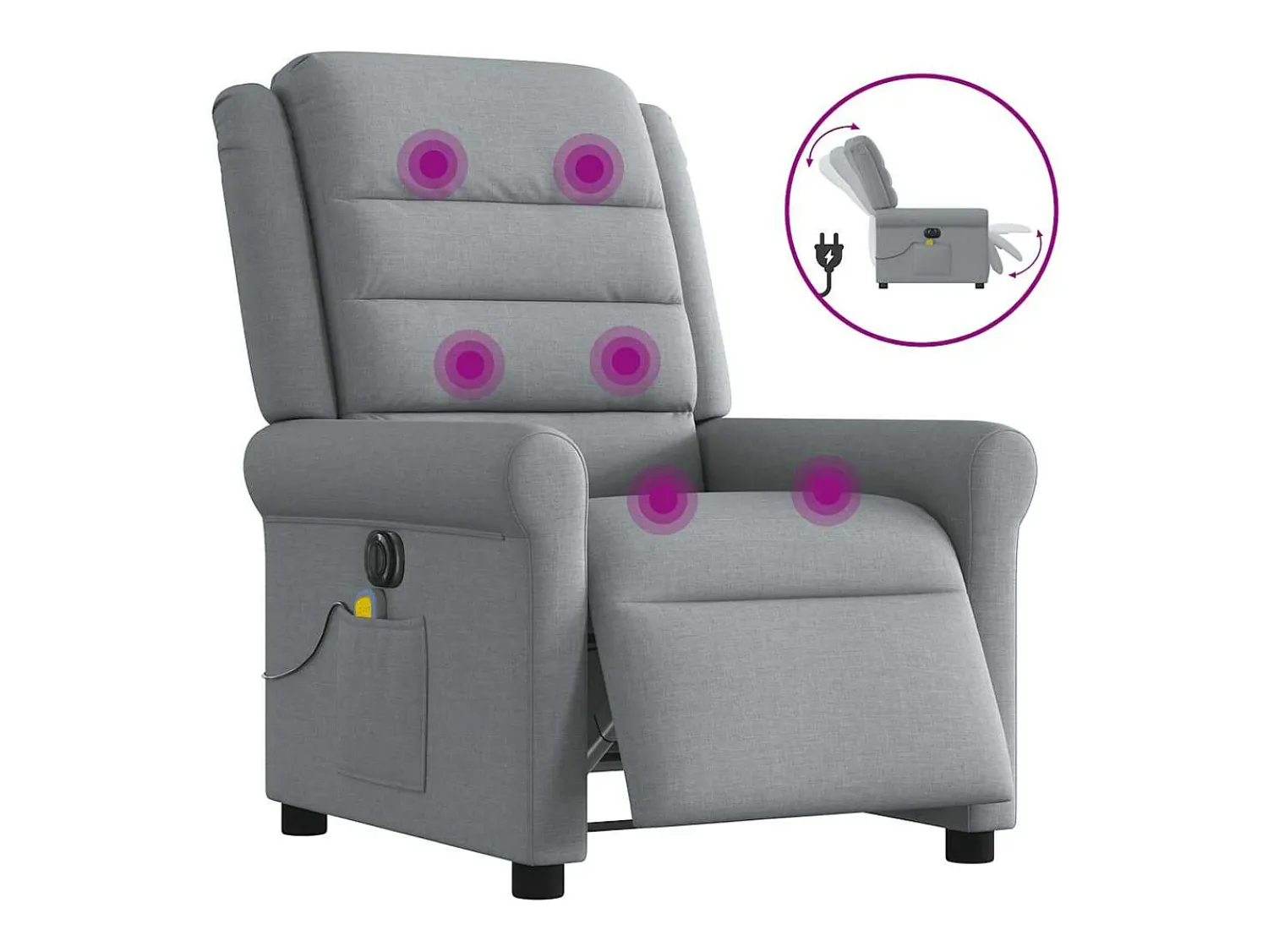 Poltrona* Poltrona de massagens reclinável elétrica tecido -claro SHL499512 Cinzento