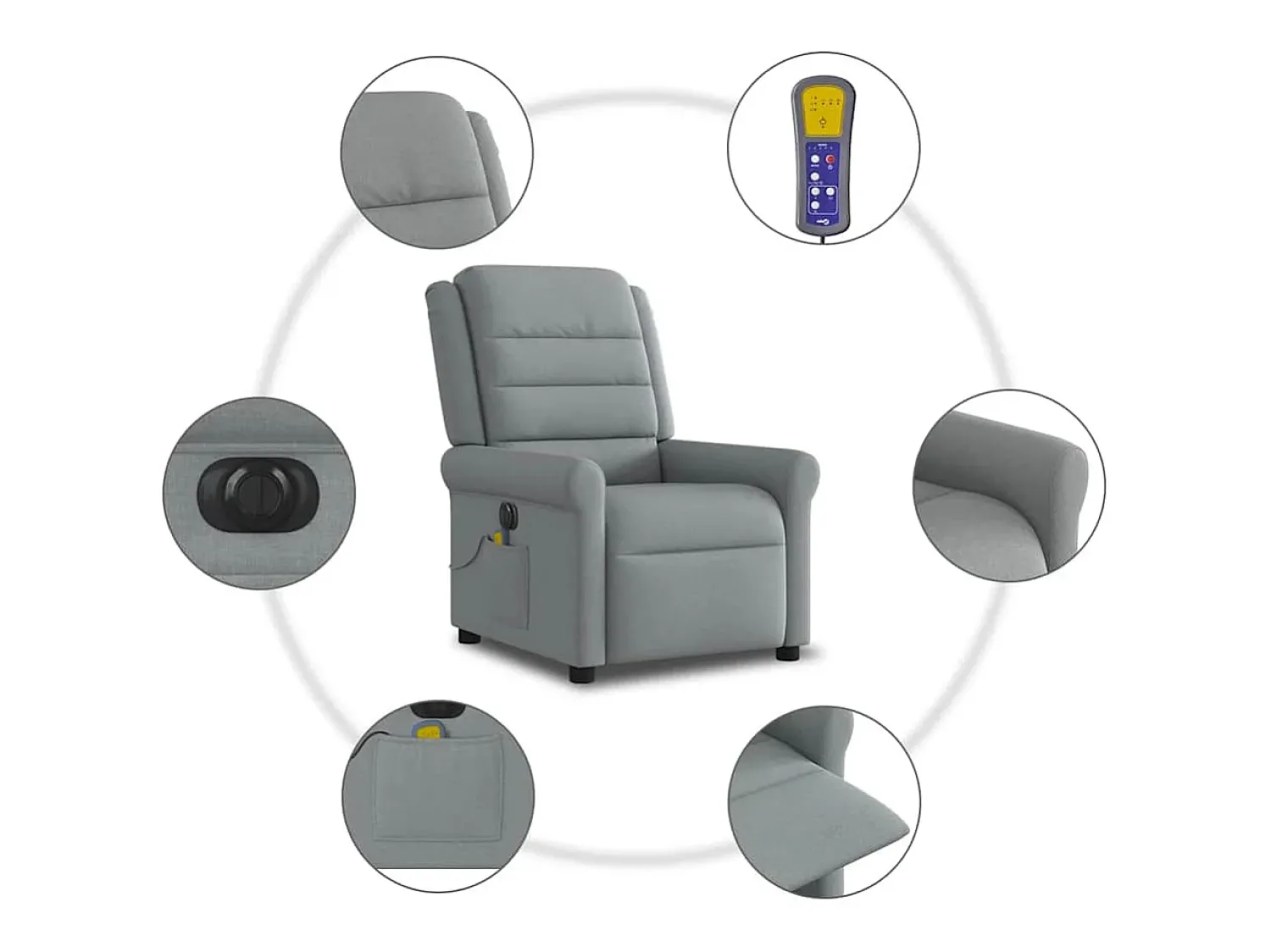 Poltrona* Poltrona de massagens reclinável elétrica tecido -claro SHL499512 Cinzento