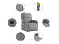 Discount Poltrona de massagens reclinável elétrica tecido -claro SHL385510 Cinzento