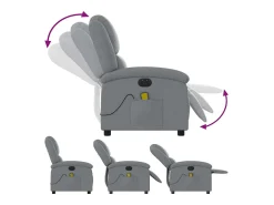Discount Poltrona de massagens reclinável elétrica tecido -claro SHL385510 Cinzento