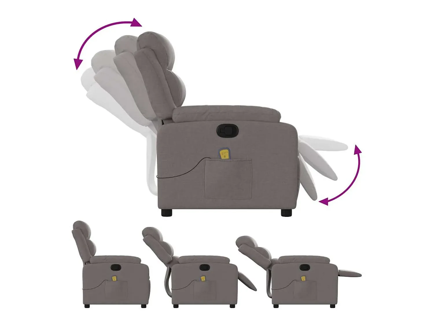 Poltrona| Poltrona de massagens reclinável tecido cinzento-acastanhado SHL161875 Taupe