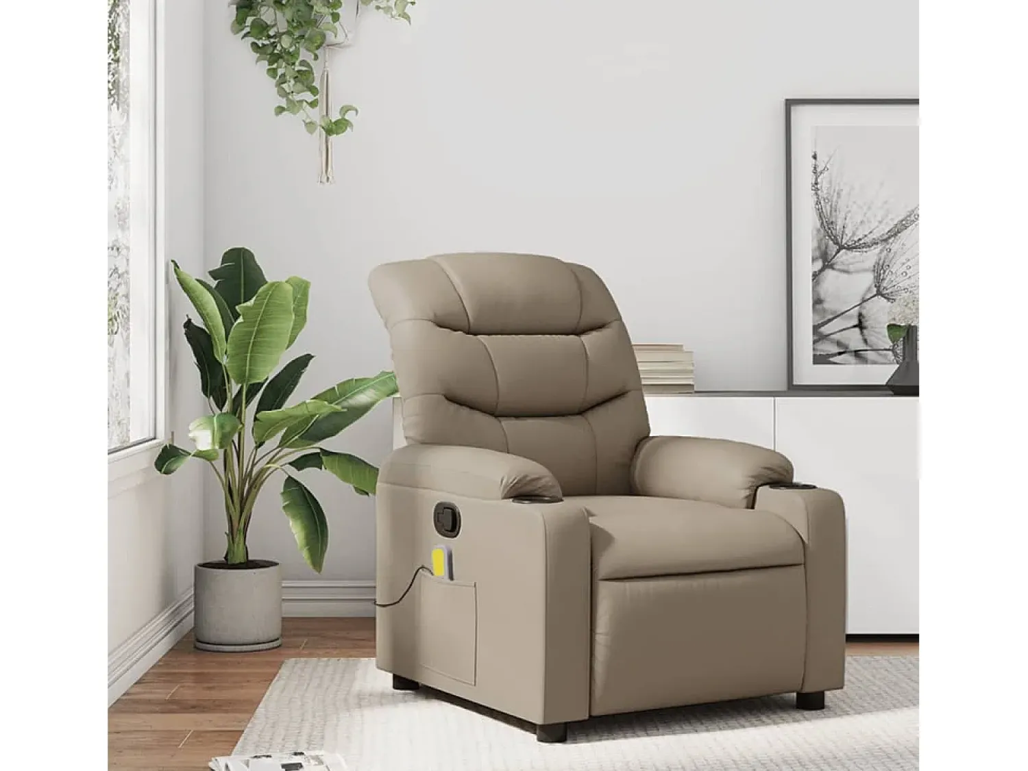 Poltrona de massagens reclinável couro artificial cappuccino SHL364466^ Poltrona