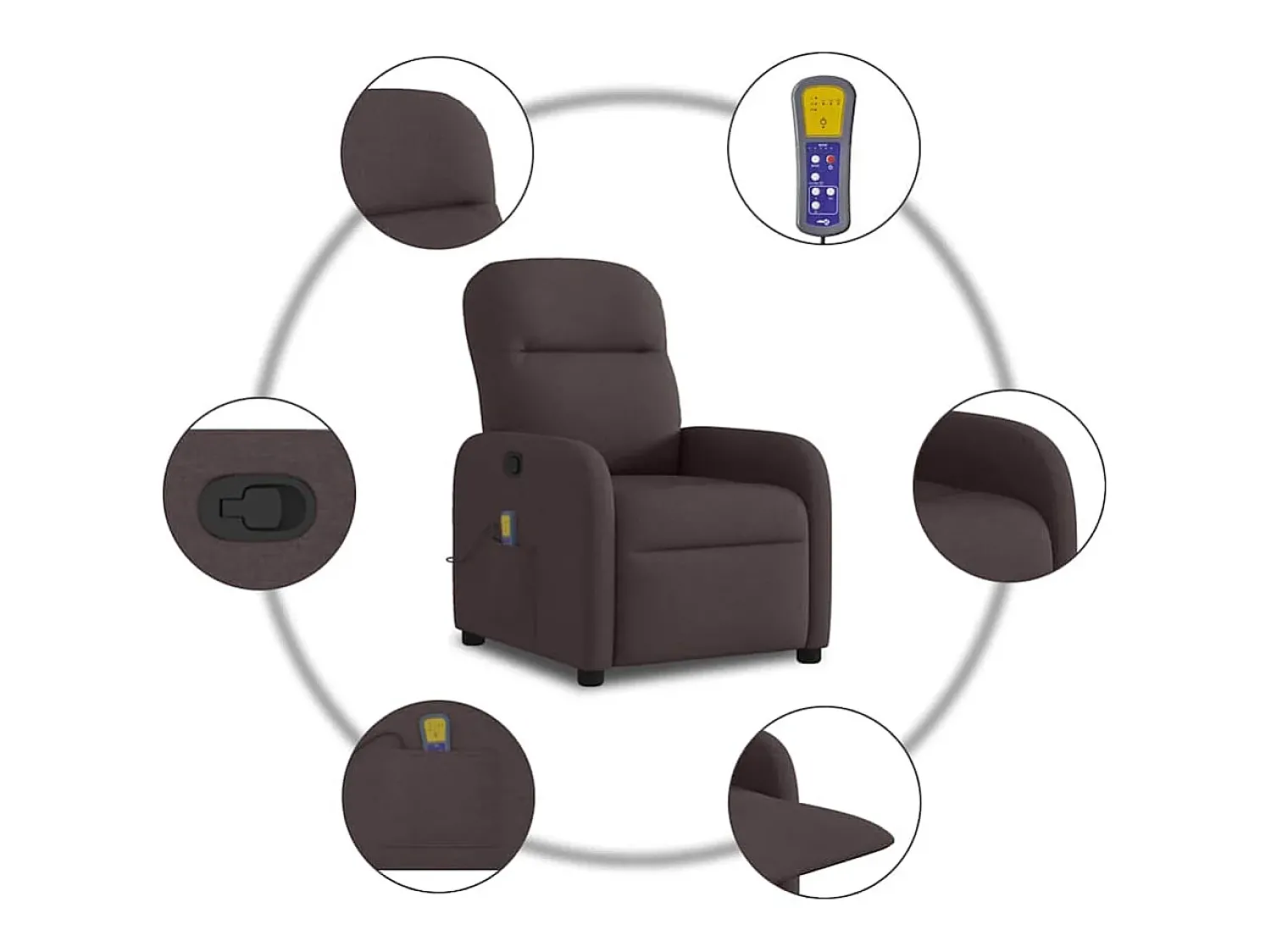 Poltrona| Poltrona de massagens reclinável tecido -escuro SHL203397 Castanho