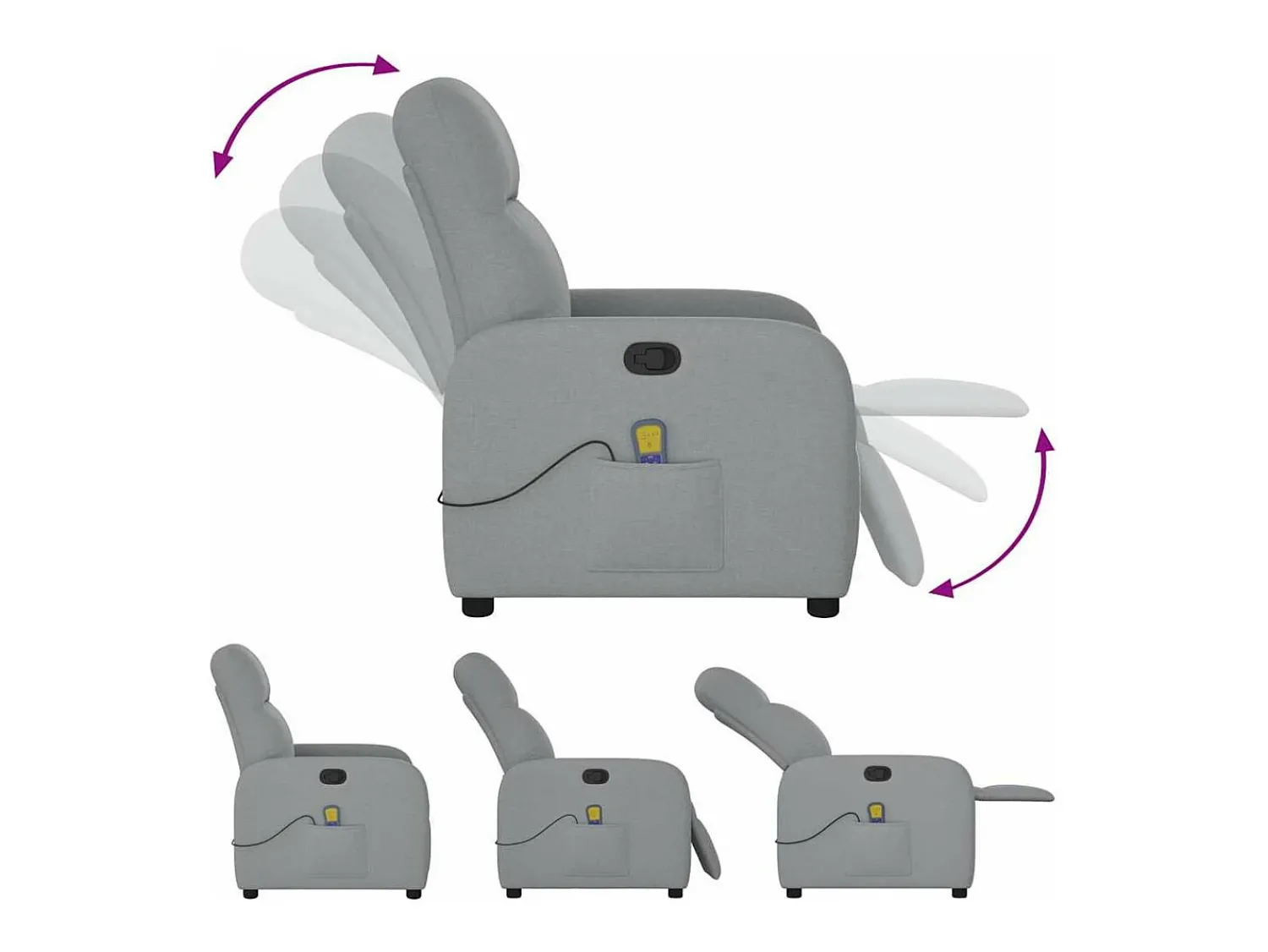 Poltrona*vidaxl Poltrona de massagens reclinável tecido -claro Cinzento
