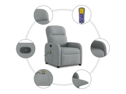 Poltrona*vidaxl Poltrona de massagens reclinável tecido -claro Cinzento