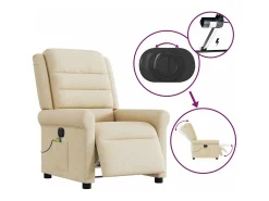 Poltrona* Poltrona de massagens reclinável elétrica tecido SHL139206 Creme