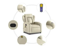 Poltrona| Poltrona de massagens reclinável couro artificial cor SHL152652 Creme